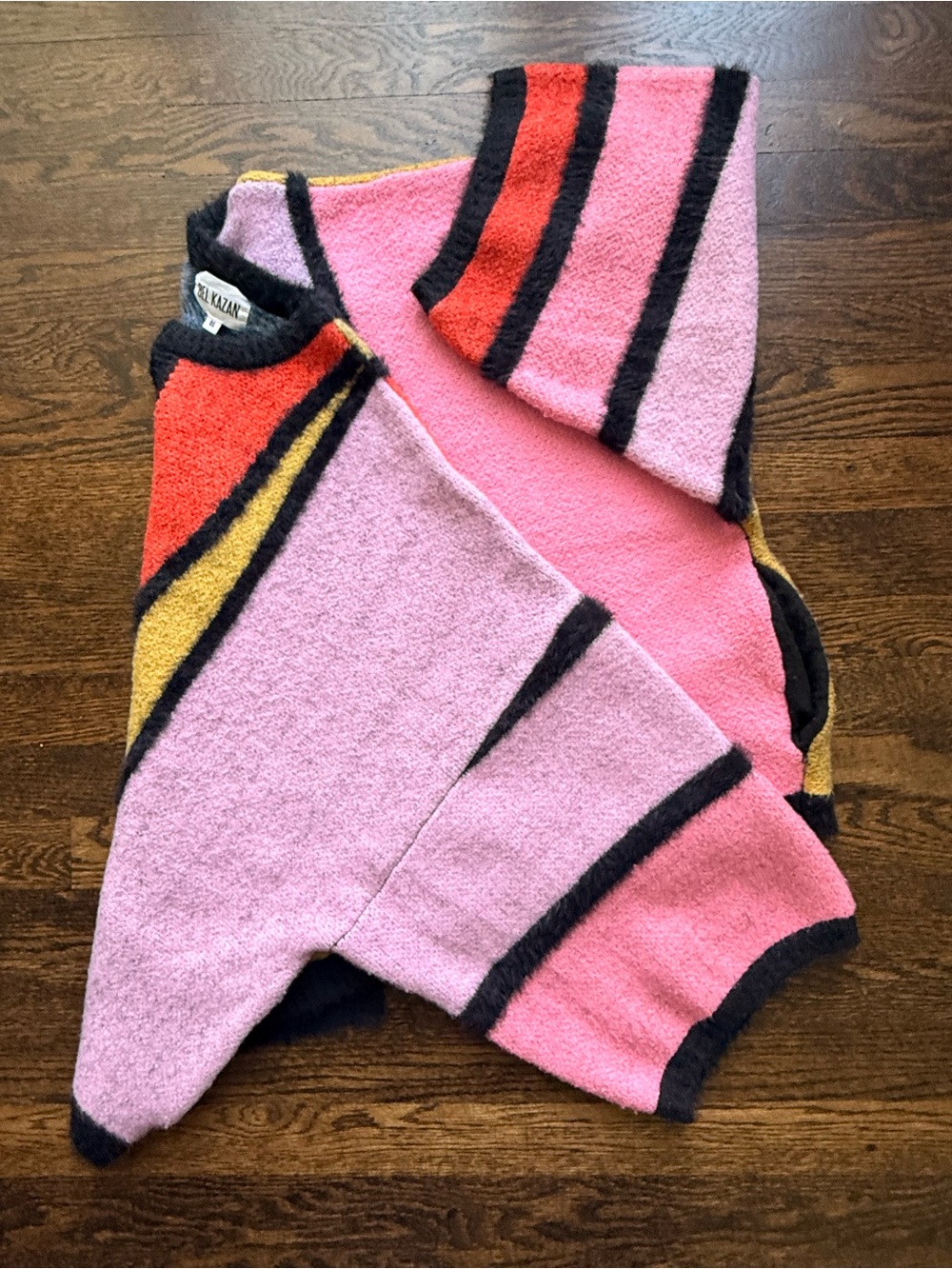 Colorblock Fuzzy Knit Sweater - Pink, Red, Mustard - Picture 8 of 8